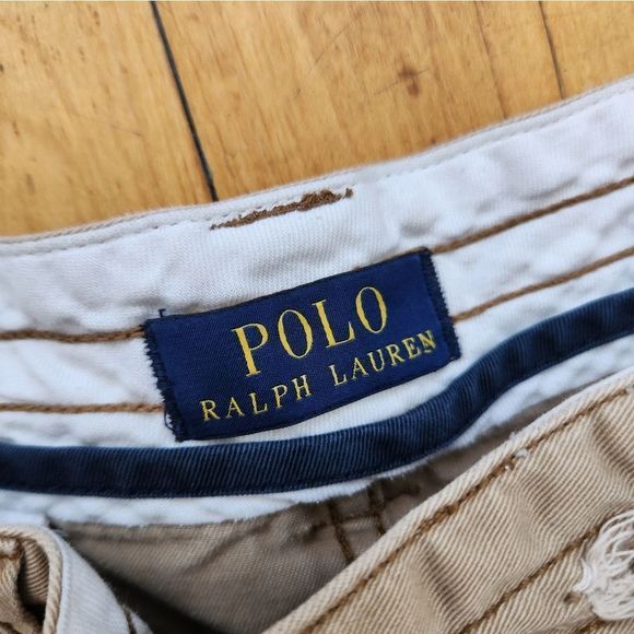 Mens Polo Ralph Lauren Cargo shorts lot of 2 size 36 khaki blue white button fly - Picture 8 of 16